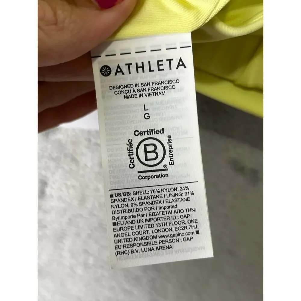 Athleta Triangle Bikini Top Neon Yellow Green Swimwear Size Large New